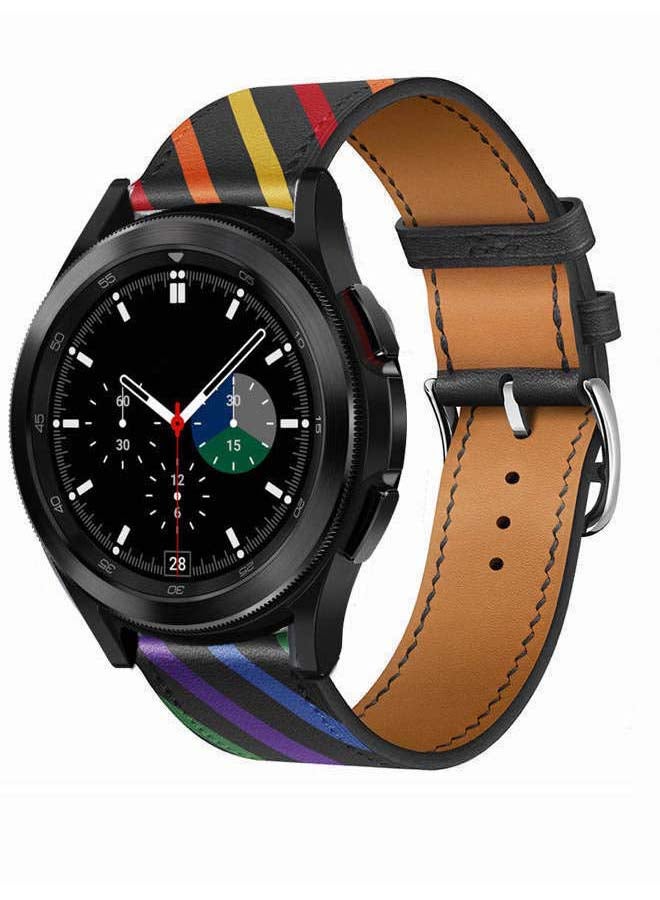Perfii Genuine Leather Replacement Band for Samsung Galaxy Watch4 42/46mm Black - Image 2