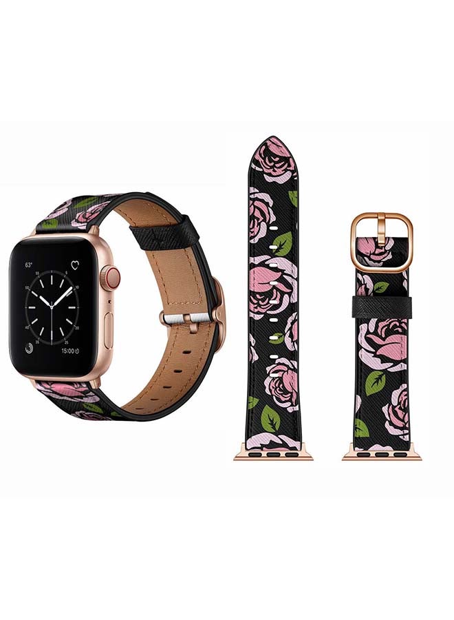 Perfii DS Leather Replacement Band For Apple Watch Series 6/SE/5/4/3/2/1 44/42mm Black/Pink - Image 1
