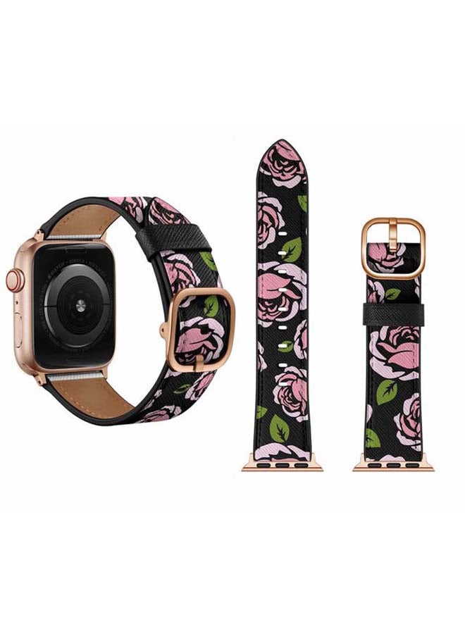 Perfii DS Leather Replacement Band For Apple Watch Series 6/SE/5/4/3/2/1 44/42mm Black/Pink - Image 2
