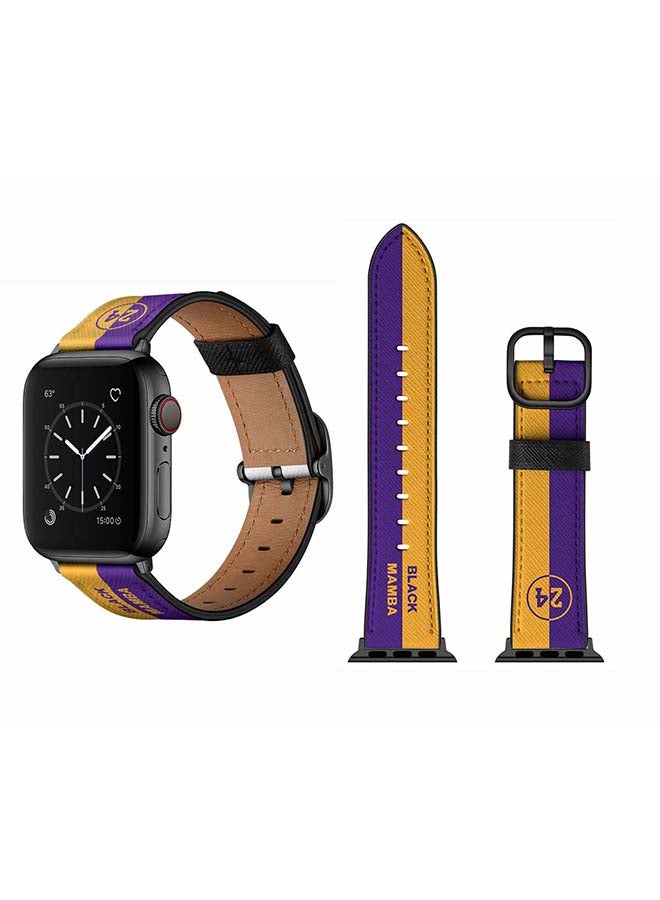 Perfii DS Leather Replacement Band For Apple Watch Series 6/SE/5/4/3/2/1 44/42mm Yellow/Purple - Image 1
