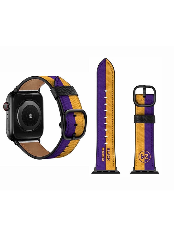 Perfii DS Leather Replacement Band For Apple Watch Series 6/SE/5/4/3/2/1 40/38mm Yellow/Purple - Image 2