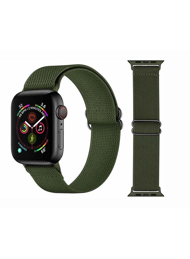 Perfii Solid Adjustable Braided Solo Band for Apple Watch Series 6/SE/5/4/3/2/1 44/42mm Green - Image 1