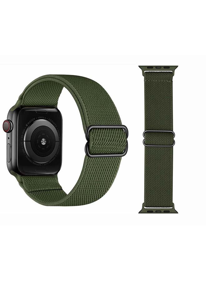 Perfii Solid Adjustable Braided Solo Band for Apple Watch Series 6/SE/5/4/3/2/1 44/42mm Green - Image 2