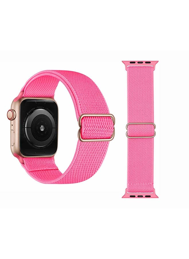 Perfii Solid Adjustable Braided Solo Band for Apple Watch Series 6/SE/5/4/3/2/1 44/42mm Pink - Image 2