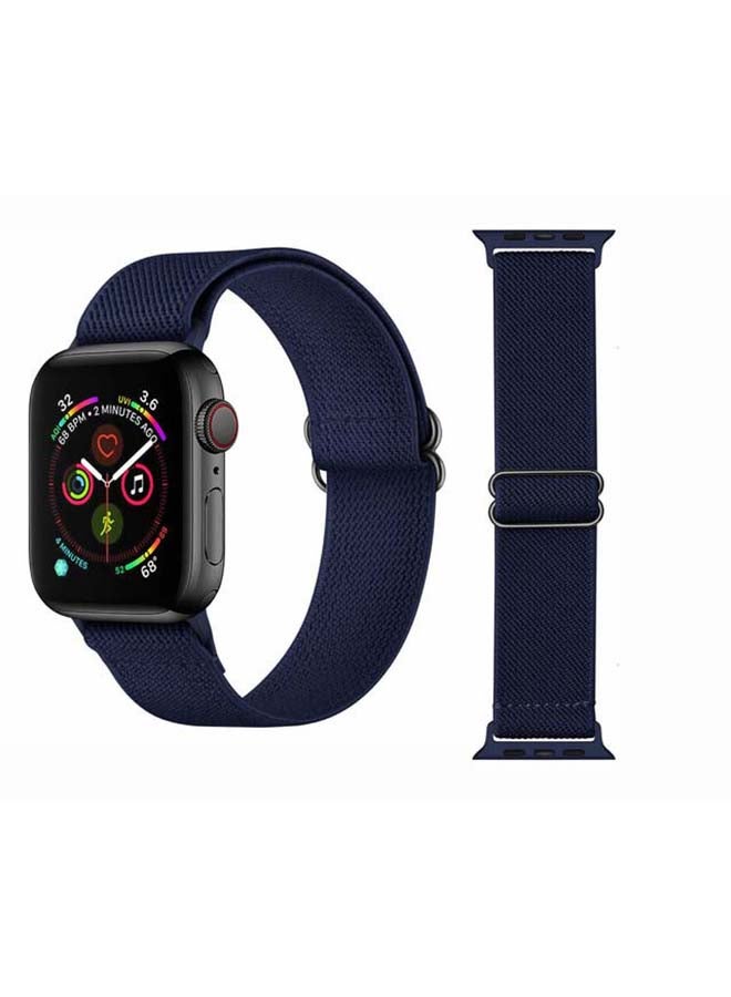 Perfii Solid Adjustable Braided Solo Band for Apple Watch Series 6/SE/5/4/3/2/1 44/42mm Blue - Image 1