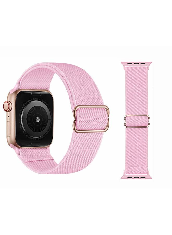 Perfii Solid Adjustable Braided Solo Band for Apple Watch Series 6/SE/5/4/3/2/1 44/42mm Pink - Image 2