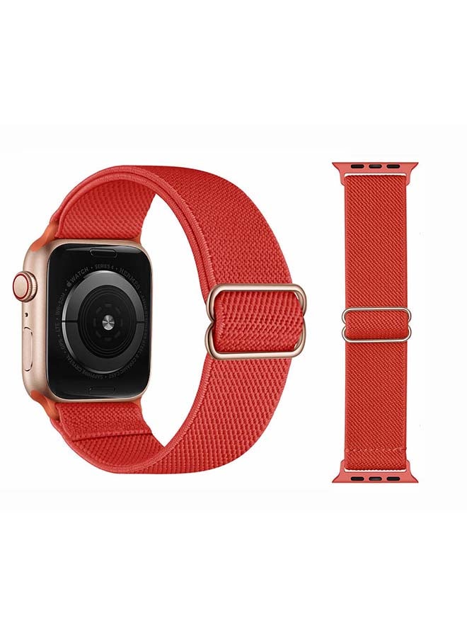 Perfii Solid Adjustable Braided Solo Band for Apple Watch Series 6/SE/5/4/3/2/1 44/42mm Red - Image 2
