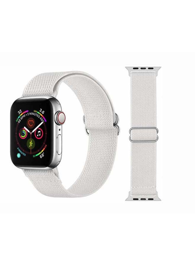 Perfii Solid Adjustable Braided Solo Band for Apple Watch Series 6/SE/5/4/3/2/1 44/42mm White - Image 1