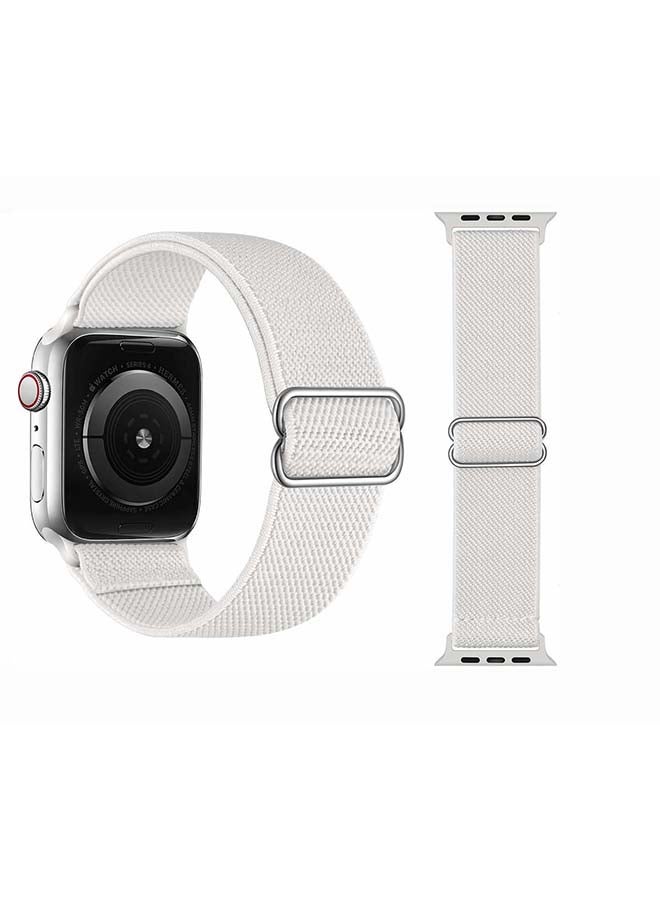 Perfii Solid Adjustable Braided Solo Band for Apple Watch Series 6/SE/5/4/3/2/1 44/42mm White - Image 2
