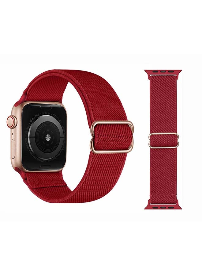 Perfii Solid Adjustable Braided Solo Band for Apple Watch Series 6/SE/5/4/3/2/1 44/42mm Red - Image 2