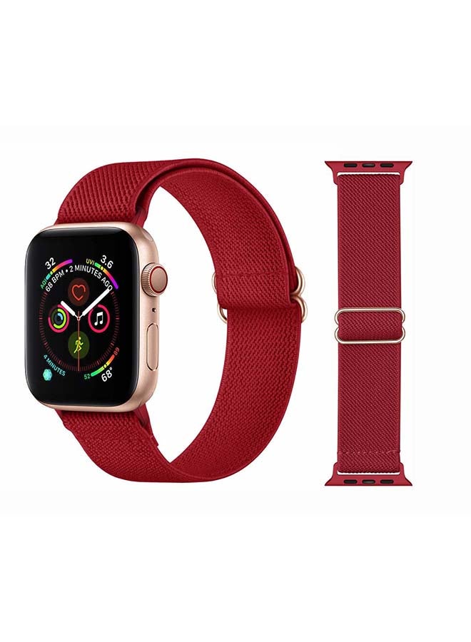 Perfii Solid Adjustable Braided Solo Band for Apple Watch Series 6/SE/5/4/3/2/1 44/42mm Red - Image 1