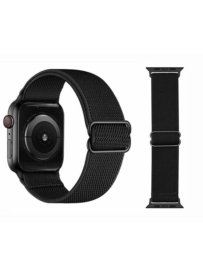 بيرفيي سوار سولو سادة مضفر قابل للتعديل لساعة أبل سيريز 6/SE/5/4/3/2/1 مقاس 40/38 مم أسود - Image 2
