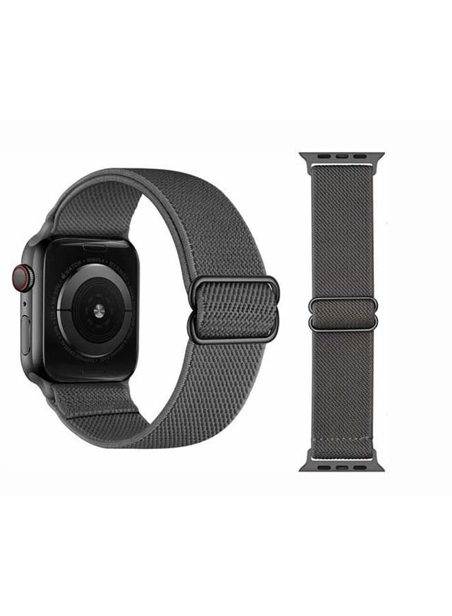 Perfii Solid Adjustable Braided Solo Band for Apple Watch Series 6/SE/5/4/3/2/1 40/38mm Grey - Image 2