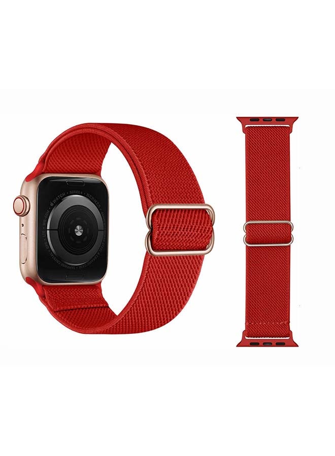 Solid Adjustable Braided Solo Band for Apple Watch Series 6/SE/5/4/3/2/1 40/38mm Red