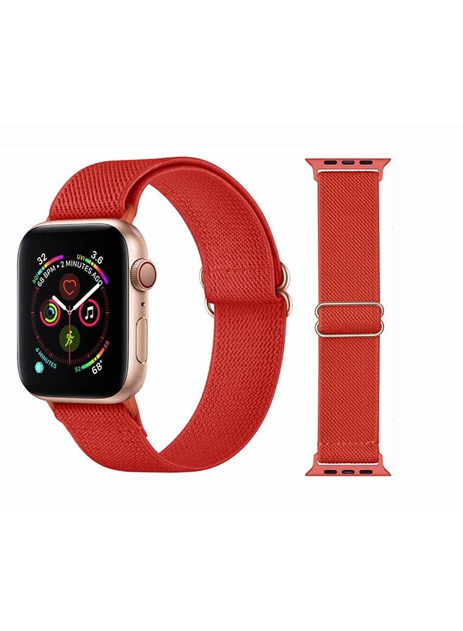 Perfii - Solid Adjustable Braided Solo Band for Apple Watch Series 6/SE/5/4/3/2/1 40/38mm Red - Image 1