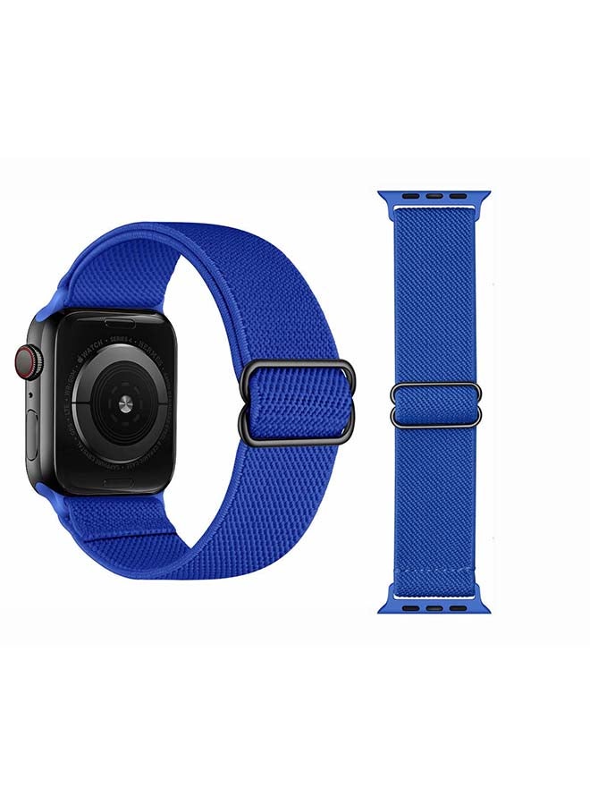 Perfii Solid Adjustable Braided Solo Band for Apple Watch Series 6/SE/5/4/3/2/1 40/38mm Blue - Image 2