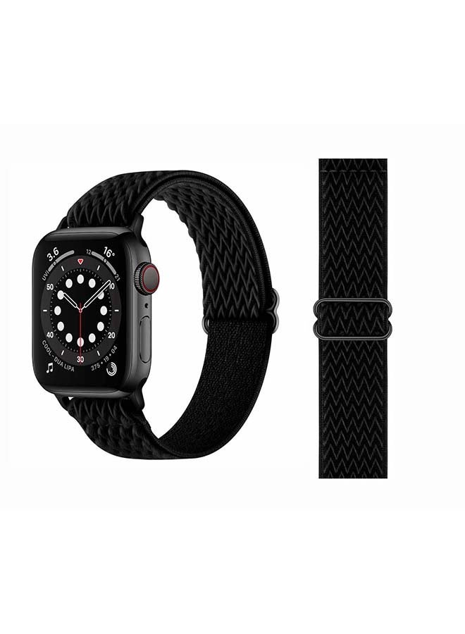Perfii Wavy Adjustable Braided Solo Band for Apple Watch Series 6/SE/5/4/3/2/1 44/42mm Black - Image 1