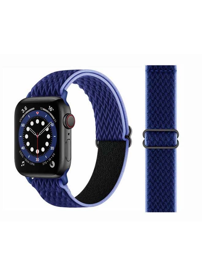 Perfii Wavy Adjustable Braided Solo Band for Apple Watch Series 6/SE/5/4/3/2/1 44/42mm Blue - Image 1