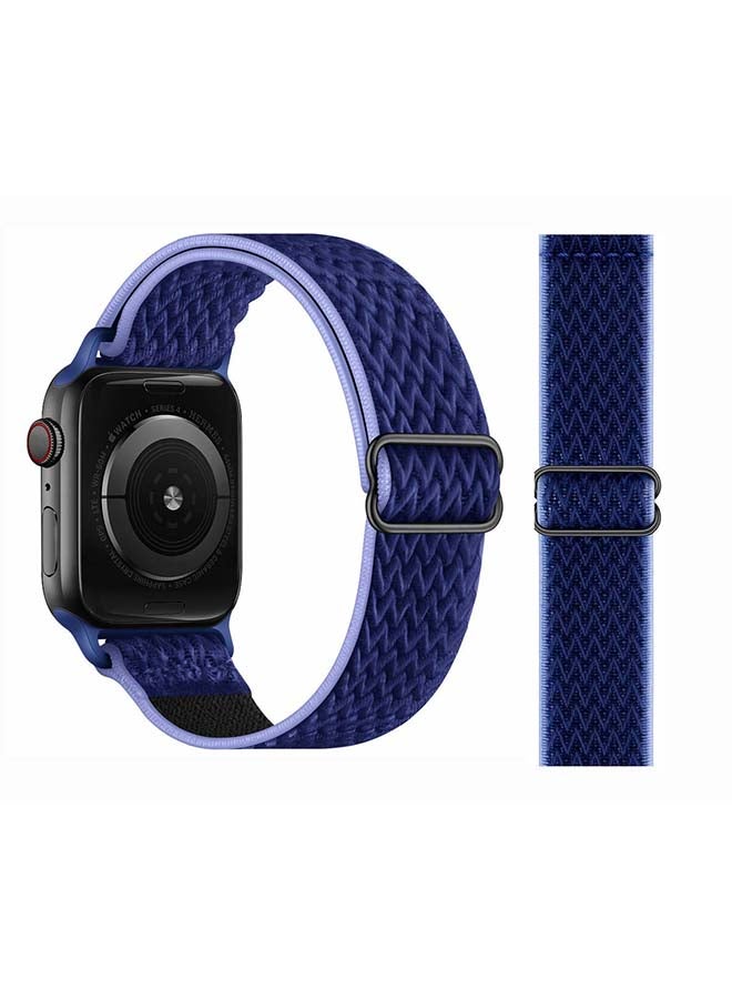 Perfii Wavy Adjustable Braided Solo Band for Apple Watch Series 6/SE/5/4/3/2/1 44/42mm Blue - Image 2
