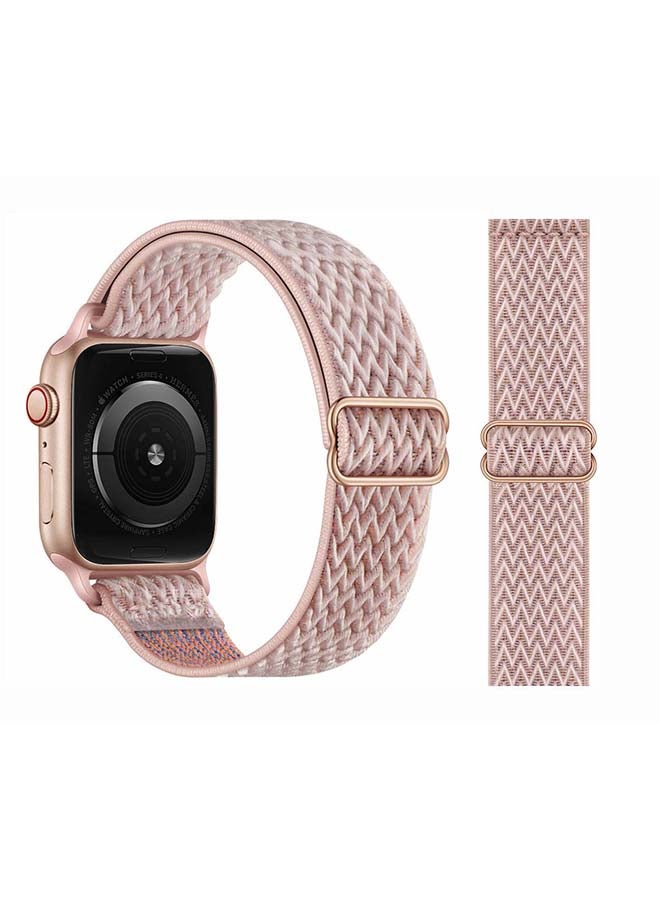 Perfii Wavy Adjustable Braided Solo Band for Apple Watch Series 6/SE/5/4/3/2/1 44/42mm Pink - Image 2