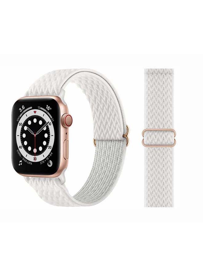 Perfii Wavy Adjustable Braided Solo Band for Apple Watch Series 6/SE/5/4/3/2/1 44/42mm White - Image 1