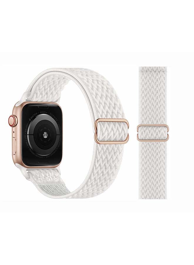 Perfii Wavy Adjustable Braided Solo Band for Apple Watch Series 6/SE/5/4/3/2/1 44/42mm White - Image 2