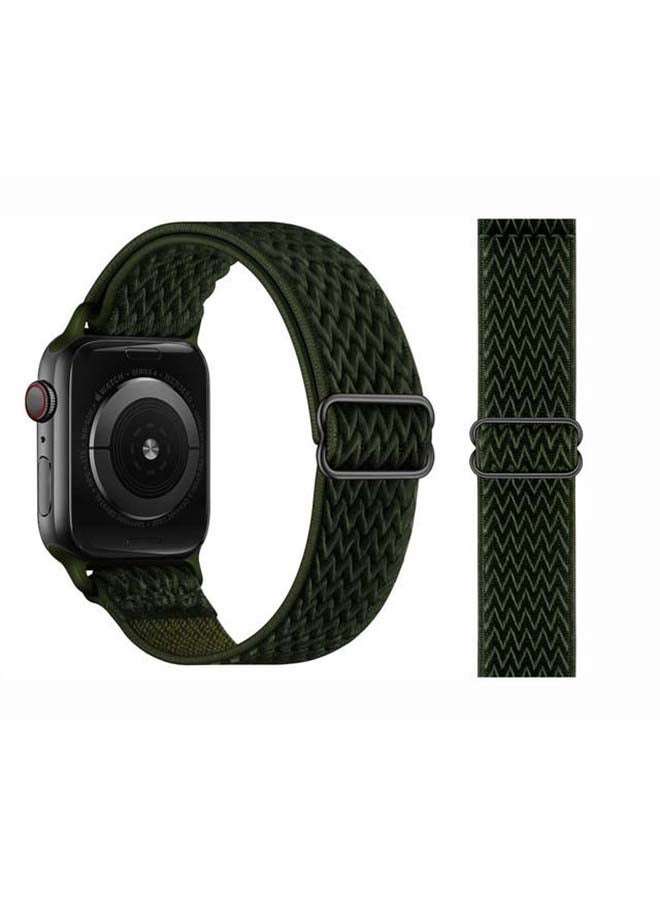 Perfii Wavy Adjustable Braided Solo Band for Apple Watch Series 6/SE/5/4/3/2/1 40/38mm Green - Image 2