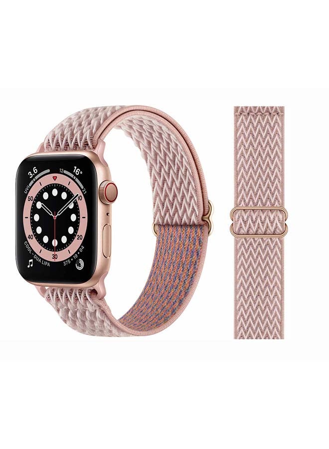 Perfii Wavy Adjustable Braided Solo Band for Apple Watch Series 6/SE/5/4/3/2/1 40/38mm Pink - Image 1