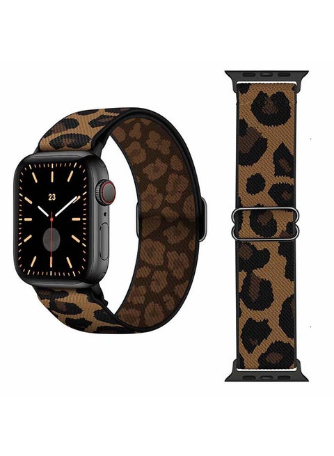 Funky Adjustable Braided Solo Band For Apple Watch Series 6/SE/5/4/3/2/1 44/42mm Black Leopard