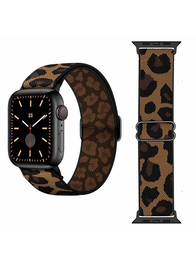 Perfii - Funky Adjustable Braided Solo Band For Apple Watch Series 6/SE/5/4/3/2/1 44/42mm Black Leopard - Image 1