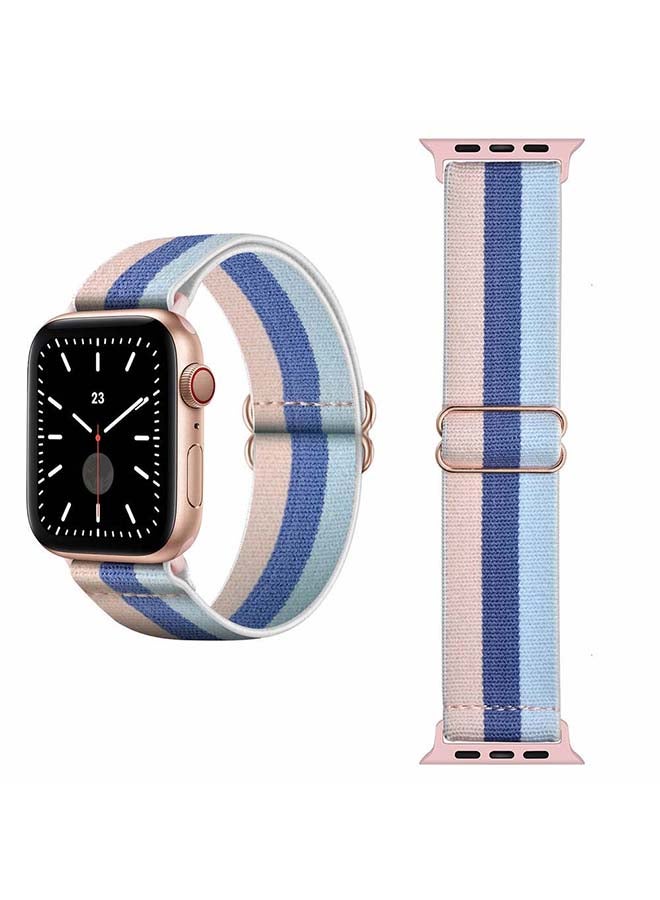 Perfii - Funky Adjustable Braided Solo Band For Apple Watch Series 6/SE/5/4/3/2/1 44/42mm Blue - Image 1