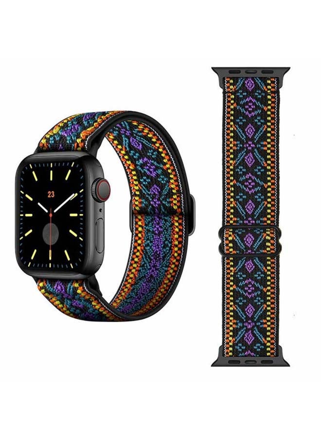 Perfii - Funky Adjustable Braided Solo Band For Apple Watch Series 6/SE/5/4/3/2/1 44/42mm Flora Purple - Image 1