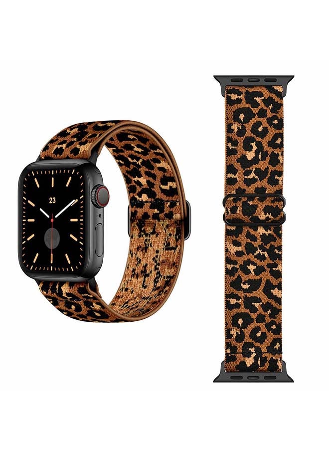 Perfii - Funky Adjustable Braided Solo Band For Apple Watch Series 6/SE/5/4/3/2/1 44/42mm Leopard - Image 1