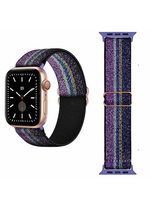 Funky Adjustable Braided Solo Band For Apple Watch Series 6/SE/5/4/3/2/1 44/42mm Purple/Golden