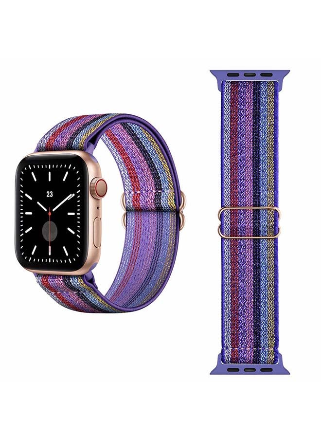 Perfii - Funky Adjustable Braided Solo Band For Apple Watch Series 6/SE/5/4/3/2/1 44/42mm Multicolour - Image 1