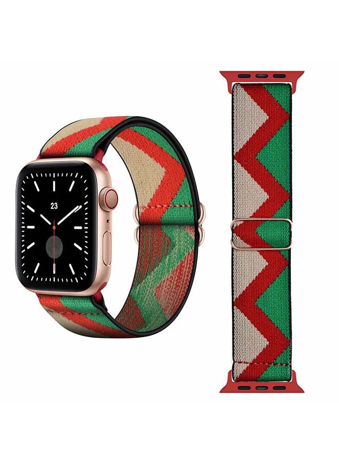 Perfii - Funky Adjustable Braided Solo Band For Apple Watch Series 6/SE/5/4/3/2/1 44/42mm Red/Green - Image 1