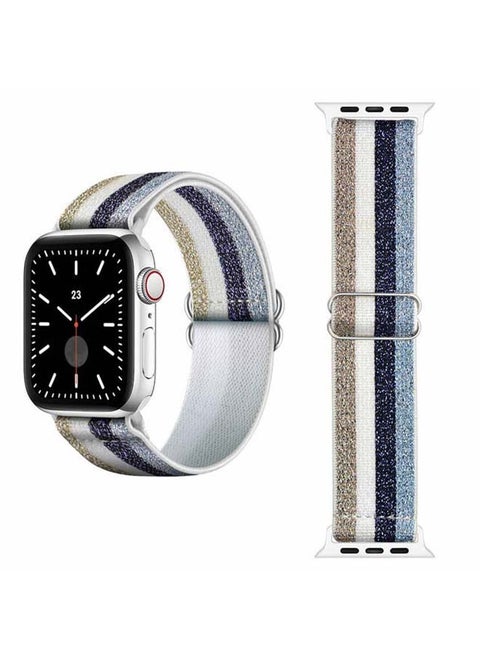 Funky Adjustable Braided Solo Band For Apple Watch Series 6/SE/5/4/3/2/1 44/42mm White/Blue