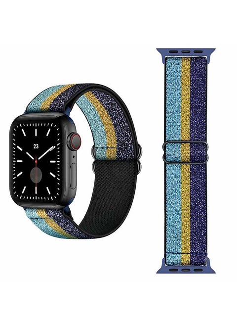 Funky Adjustable Braided Solo Band For Apple Watch Series 6/SE/5/4/3/2/1 40/38mm Blue/Golden