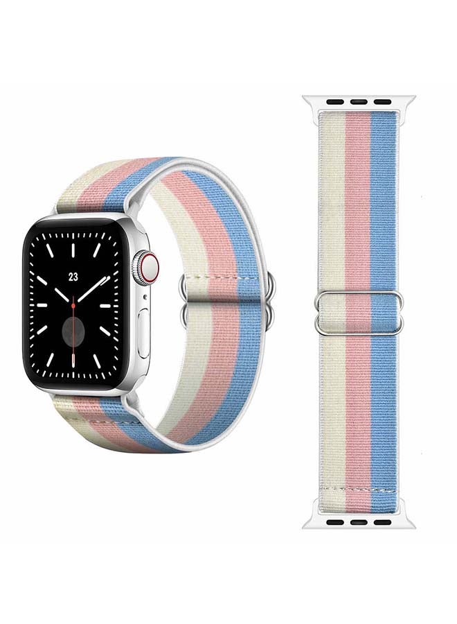 Perfii - Funky Adjustable Braided Solo Band For Apple Watch Series 6/SE/5/4/3/2/1 40/38mm Blue/Pink - Image 1