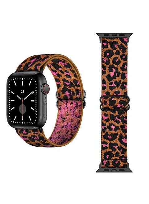 Funky Adjustable Braided Solo Band for Apple Watch Series 1/2/3/4/5/6/SE 40/38mm Leopard Pink