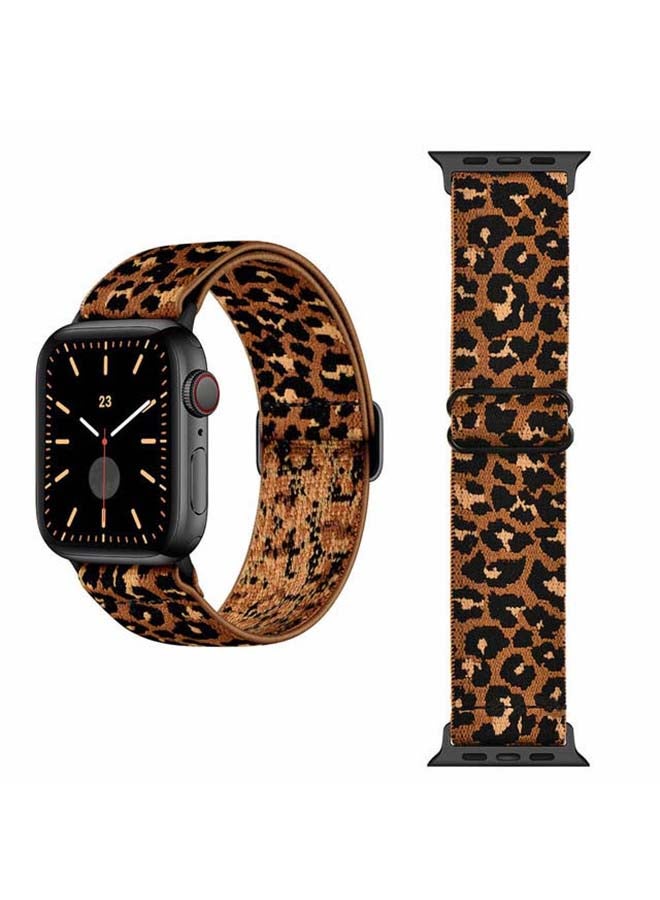 Perfii - Funky Adjustable Braided Solo Band for Apple Watch Series 1/2/3/4/5/6/SE 40/38mm Leopard - Image 1