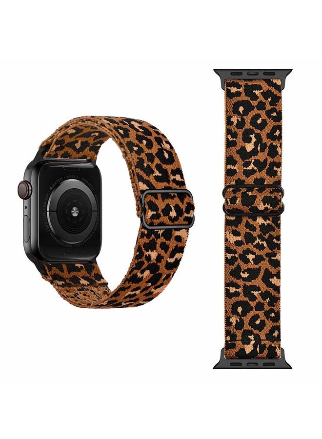 Perfii - Funky Adjustable Braided Solo Band for Apple Watch Series 1/2/3/4/5/6/SE 40/38mm Leopard - Image 1