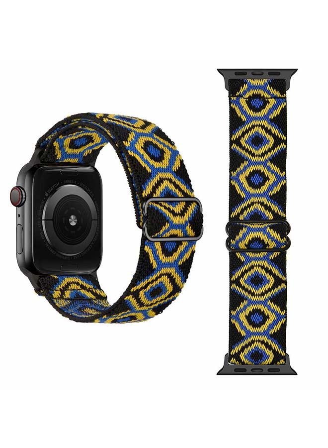 Perfii - Funky Adjustable Braided Solo Band for Apple Watch Series 1/2/3/4/5/6/SE 40/38mm Yellow Check - Image 1