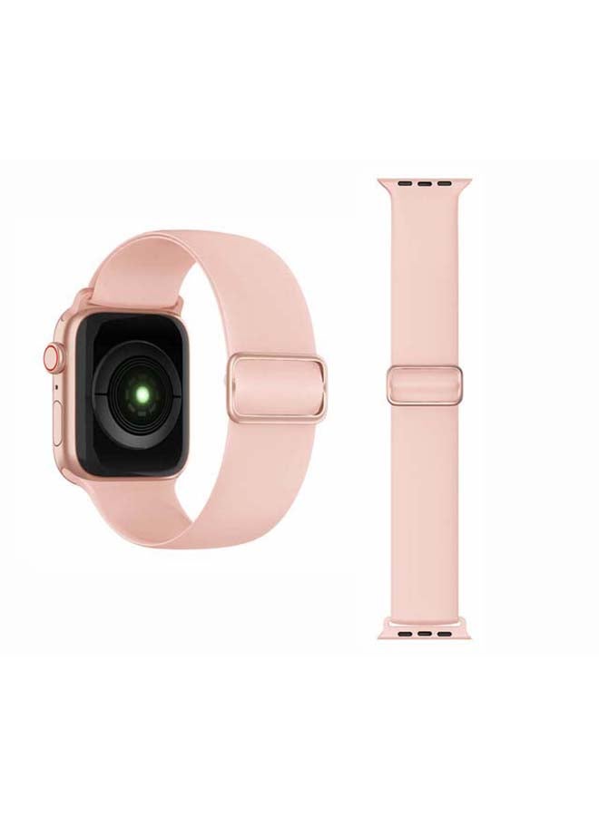 Perfii Adjustable Silicone Solo Loop Band for Apple Watch Series 1/2/3/4/5/6/SE 44/42mm Pink Sand - Image 2