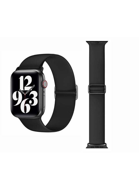 Adjustable Silicone Solo Loop Band for Apple Watch Series 1/2/3/4/5/6/SE 40/38mm Black