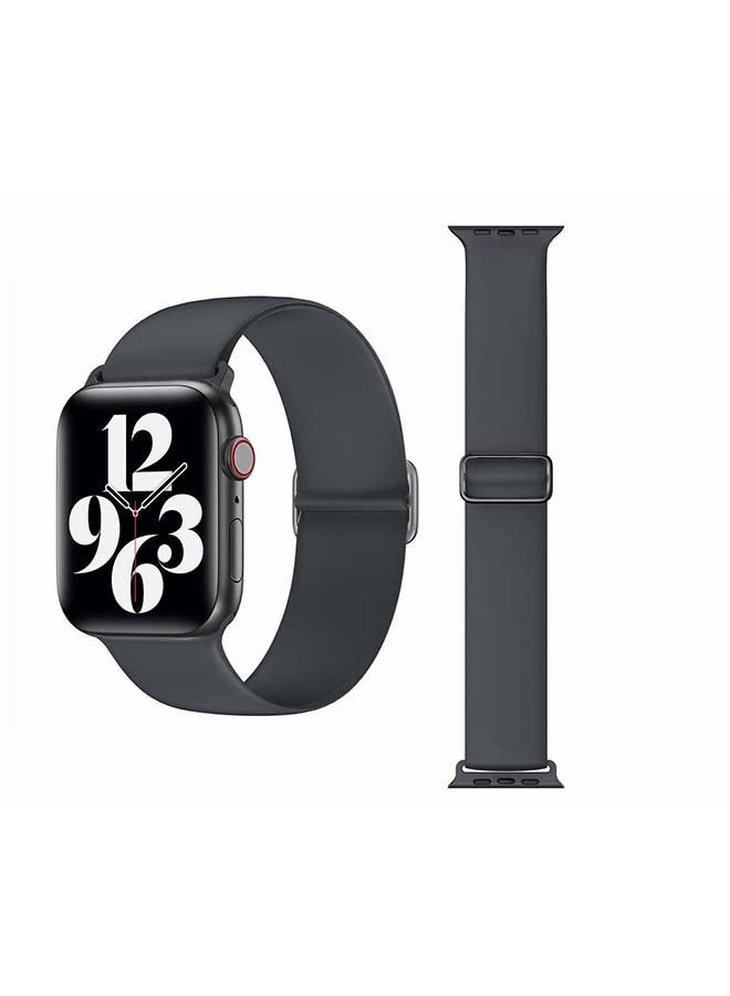Perfii - Adjustable Silicone Solo Loop Band for Apple Watch Series 1/2/3/4/5/6/SE 40/38mm Dark Grey - Image 1