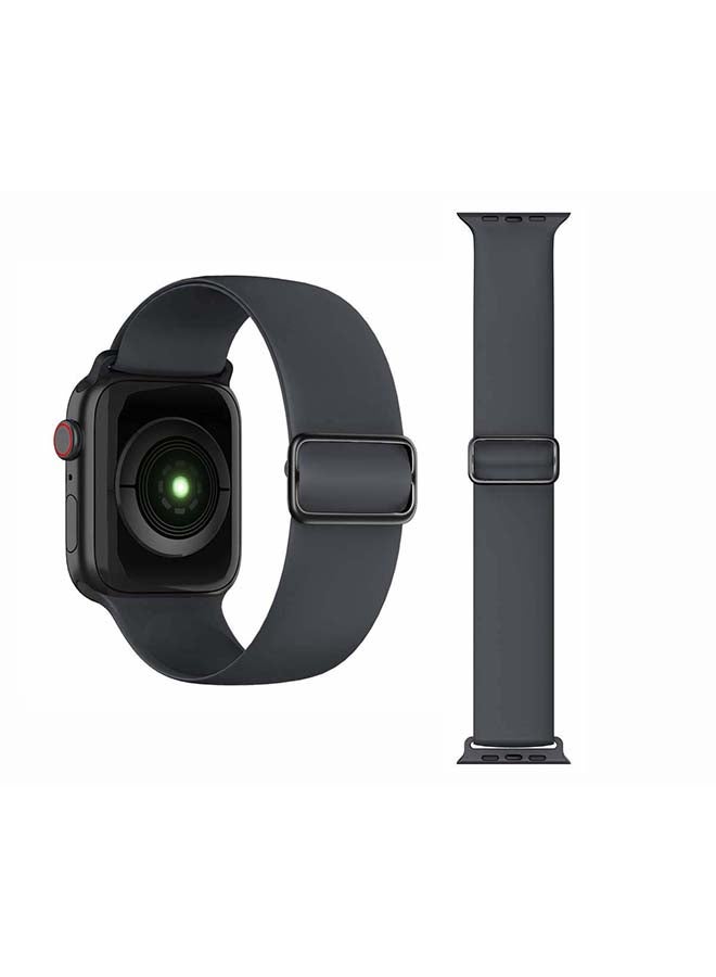Perfii - Adjustable Silicone Solo Loop Band for Apple Watch Series 1/2/3/4/5/6/SE 40/38mm Dark Grey - Image 1