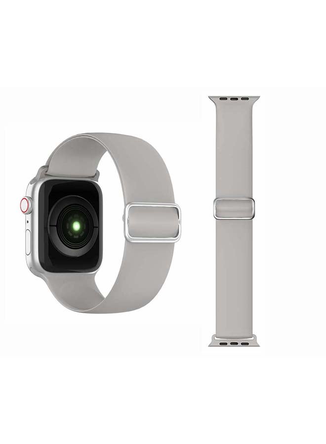 Perfii - Adjustable Silicone Solo Loop Band for Apple Watch Series 1/2/3/4/5/6/SE 40/38mm Fog - Image 1