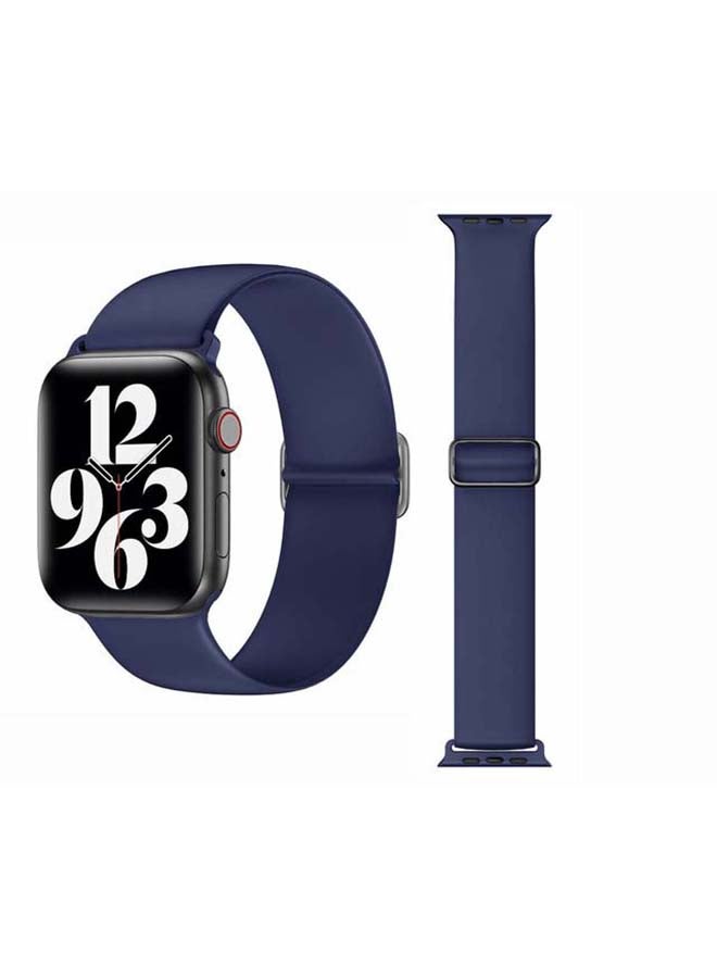 Perfii - Adjustable Silicone Solo Loop Band for Apple Watch Series 1/2/3/4/5/6/SE 40/38mm Midnight Blue - Image 1