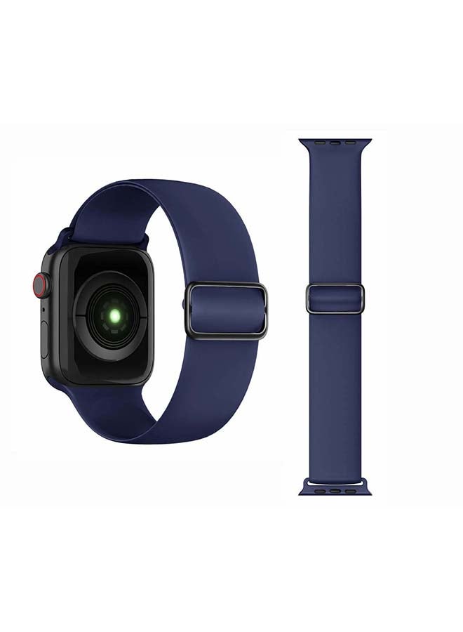 Perfii - Adjustable Silicone Solo Loop Band for Apple Watch Series 1/2/3/4/5/6/SE 40/38mm Midnight Blue - Image 1